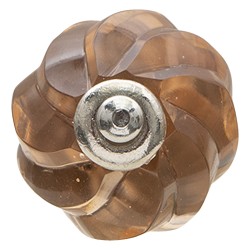 Clayre & Eef Door Knob Ø 4 cm Brown Glass Metal