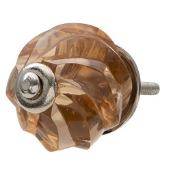 Clayre & Eef Door Knob Ø 4 cm Brown Glass Metal