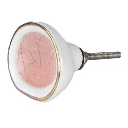 Clayre & Eef Poignée de porte Ø 4 cm Rose Violet Céramique