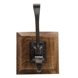 Clayre & Eef Wall Hook 10x11x16 cm Brown Wood Metal