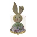 Clayre & Eef Lanterne Lapin 11x10x22 cm Beige Vert Métal Verre