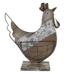 Clayre & Eef Suport d'oeufs Poulet 34x16x41 cm Marron Beige Bois Métal