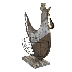 Clayre & Eef Egg Holder Chicken 34x16x41 cm Brown Beige Wood Metal