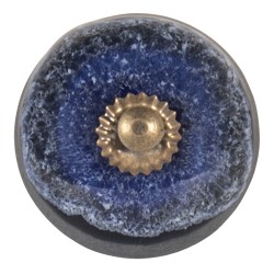 Clayre & Eef Door Knob Ø 4 cm Blue Ceramic