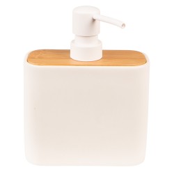 Clayre & Eef Soap Dispenser 13x6x16 cm White Brown Ceramic