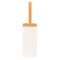 Clayre & Eef Toilet Brush 9x9x34 cm White Brown Ceramic Square