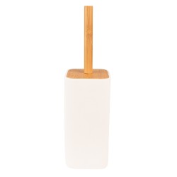 Clayre & Eef Toilet Brush 9x9x34 cm White Brown Ceramic Square