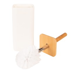 Clayre & Eef Brosse WC 9x9x34 cm Blanc Marron Céramique Carré