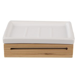 Clayre & Eef Soap Dish 13x10x4 cm Brown White Ceramic Rectangle