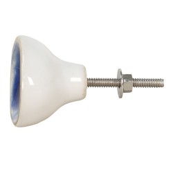 Clayre & Eef Door Knob 4 cm Blue White Ceramic