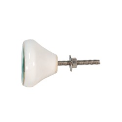 Clayre & Eef Poignée de porte 4 cm Vert Blanc Céramique Ovale