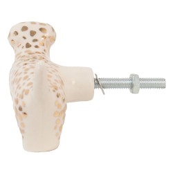 Clayre & Eef Pomello Cane 8 cm Bianco Color oro Ceramica