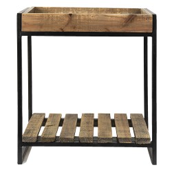 Clayre & Eef Bijzettafel  40x22x43 cm Bruin Zwart Hout