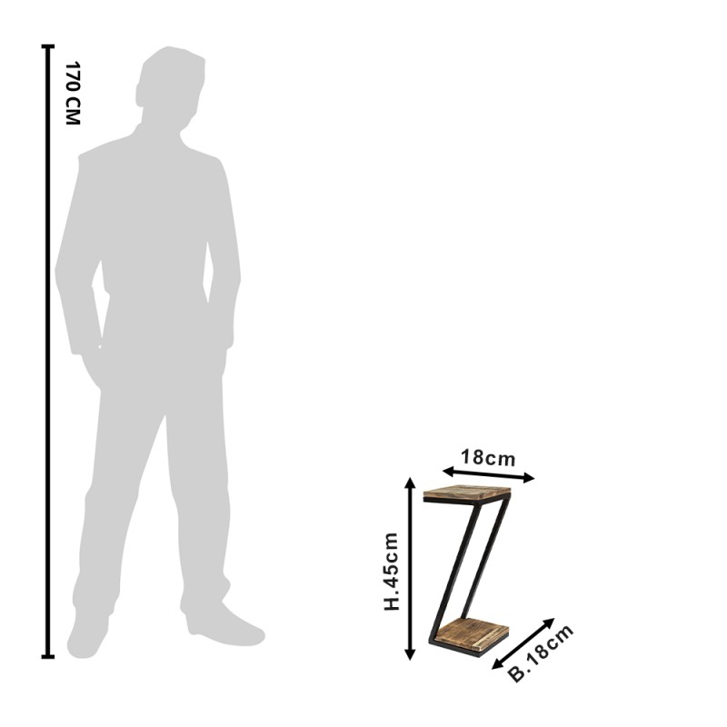 Clayre & Eef Tavolino per piante 18x18x45 cm Marrone Legno Ferro