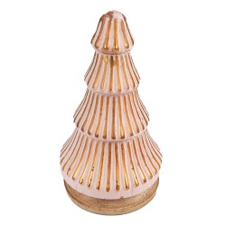 Clayre & Eef Weihnachtsdekoration Weihnachtsbaum 24 cm Rosa Holz Glas