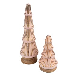 Clayre & Eef Christmas Decoration Christmas Tree 24 cm Pink Wood Glass