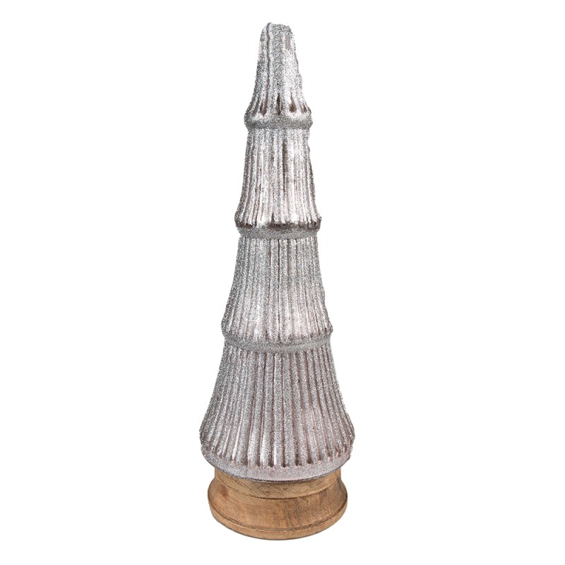 Clayre & Eef Kerstdecoratie Kerstboom 44 cm Roze Hout Glas