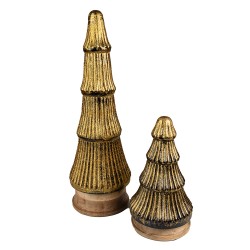 Clayre & Eef Decorazione di Natalizie Albero di Natale 24 cm Color oro Legno Vetro