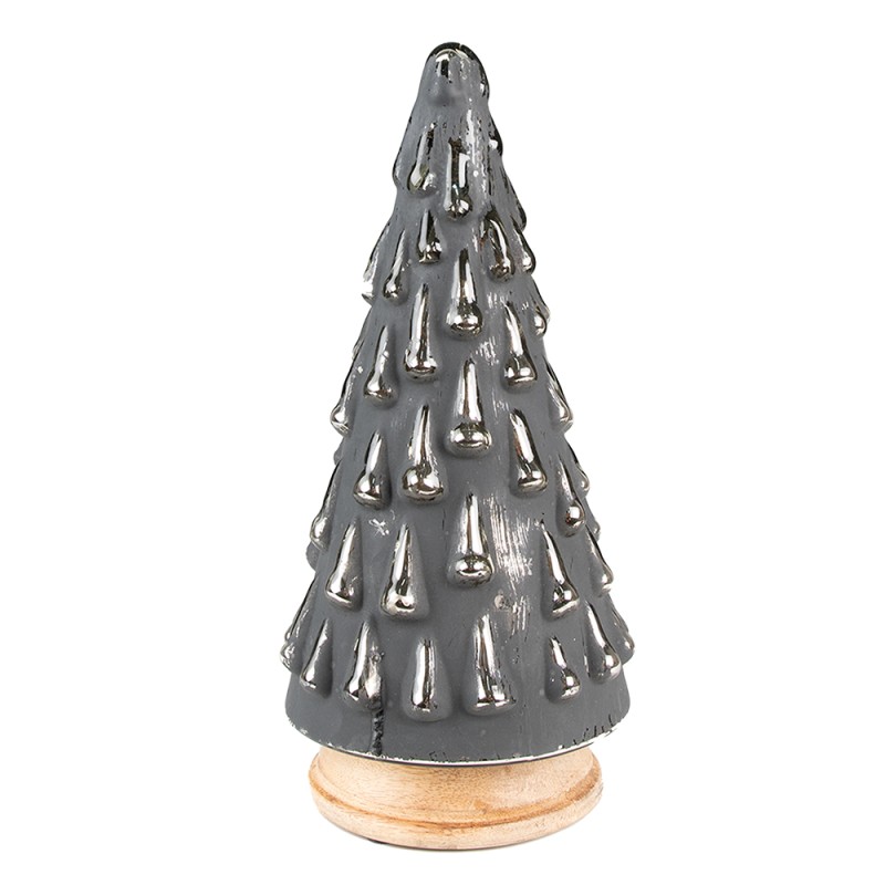 Clayre & Eef Christmas Decoration Christmas Tree 32 cm Grey Wood Glass