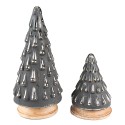 Clayre & Eef Kerstdecoratie Kerstboom 32 cm Grijs Hout Glas