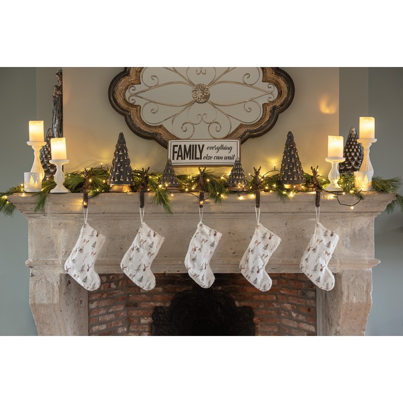 Clayre & Eef Kerstdecoratie Kerstboom 32 cm Grijs Hout Glas