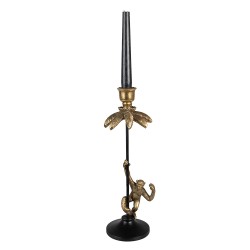 Clayre & Eef Candelabro Scimmia 32 cm Color oro Nero Plastica Metallo