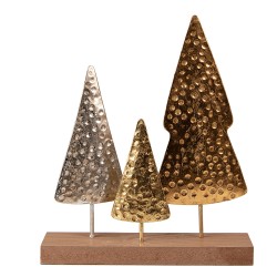 Clayre & Eef Décoration de Noël Sapin de Noël 21x5x25 cm Couleur or Marron MDF Fer