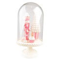 Clayre & Eef Cloche Casse-noisette 41 cm Rose Blanc Plastique Verre