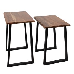 Clayre & Eef Table d'appoint set de 2 50x30x50 Marron Bois Fer Rectangle