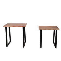 Clayre & Eef Side Table Set of 2 50x30x50 Brown Wood Iron Rectangle