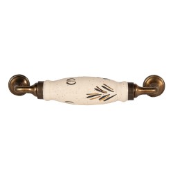 Clayre & Eef Maniglia 17 cm Bianco Color oro Ferro Ceramica