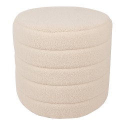 Clayre & Eef Ottoman Set of 2 Ø 50x45 / Ø 40x40  cm Beige Wood Textile Round