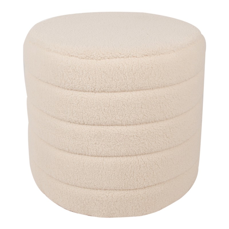 Clayre & Eef Ottoman Set of 2 Ø 50x45 / Ø 40x40  cm Beige Wood Textile Round