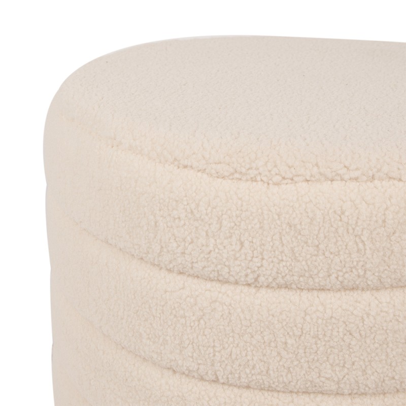 Clayre & Eef Ottoman Set of 2 Ø 50x45 / Ø 40x40  cm Beige Wood Textile Round