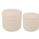 Clayre & Eef Ottoman Set of 2 Ø 50x45 / Ø 40x40  cm Beige Wood Textile Round