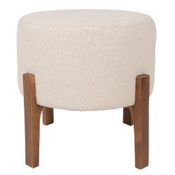 Clayre & Eef Pouf Ø 45x45 cm Beige Legno Tessuto Rotondo