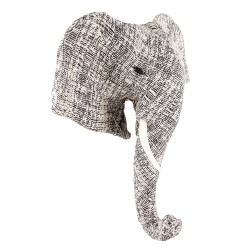 Clayre & Eef Wanddekoration Elefant 40 cm Weiß Schwarz Papier Eisen Textil