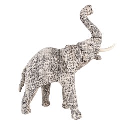 Clayre & Eef Statuetta Elefante 50 cm Bianco Nero Carta Ferro Tessuto