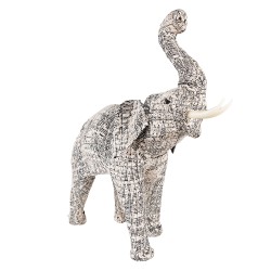 Clayre & Eef Figurine Elephant 32 cm White Black Paper Iron Textile