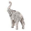 Clayre & Eef Figurine Éléphant 32 cm Blanc Noir Papier Fer Textile