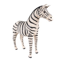 Clayre & Eef Beeld Zebra 28 cm Zwart Wit Papier Ijzer Textiel