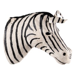 Clayre & Eef Decorazione murale  Zebra 27 cm Nero Bianco  Carta Ferro Tessuto