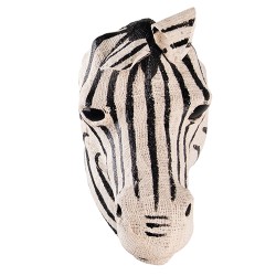 Clayre & Eef Wall Decoration Zebra 27 cm Black White Paper Iron Textile