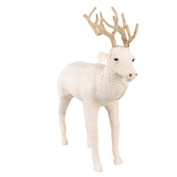 Clayre & Eef Figur Hirsch 50 cm Beige Papier Eisen Textil