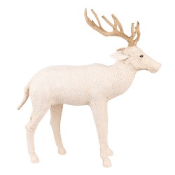 Clayre & Eef Figur Hirsch 50 cm Beige Papier Eisen Textil