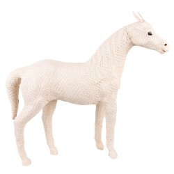 Clayre & Eef Figur Pferd 46 cm Beige Papier Eisen Textil