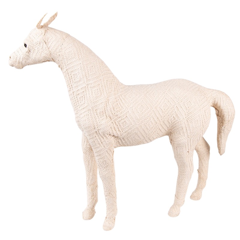 Clayre & Eef Beeld Paard 46 cm Beige Papier Ijzer Textiel