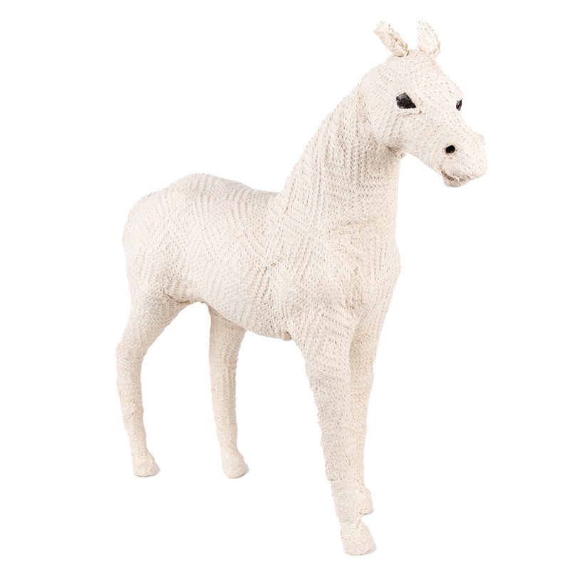 Clayre & Eef Figurine Cheval 30 cm Beige Papier Fer Textile