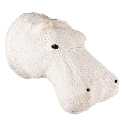 Clayre & Eef Wanddecoratie Nijlpaard 21 cm Beige Papier Ijzer Textiel