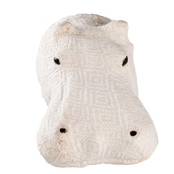 Clayre & Eef Décoration murale Hippopotame 15 cm Beige Papier Fer Textile